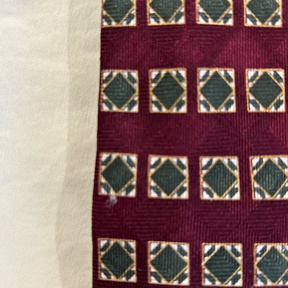 NEO Bill Blass 100% Silk Mens Tie Squares Necktie Wine Olive White Gold - Picture 7 of 8